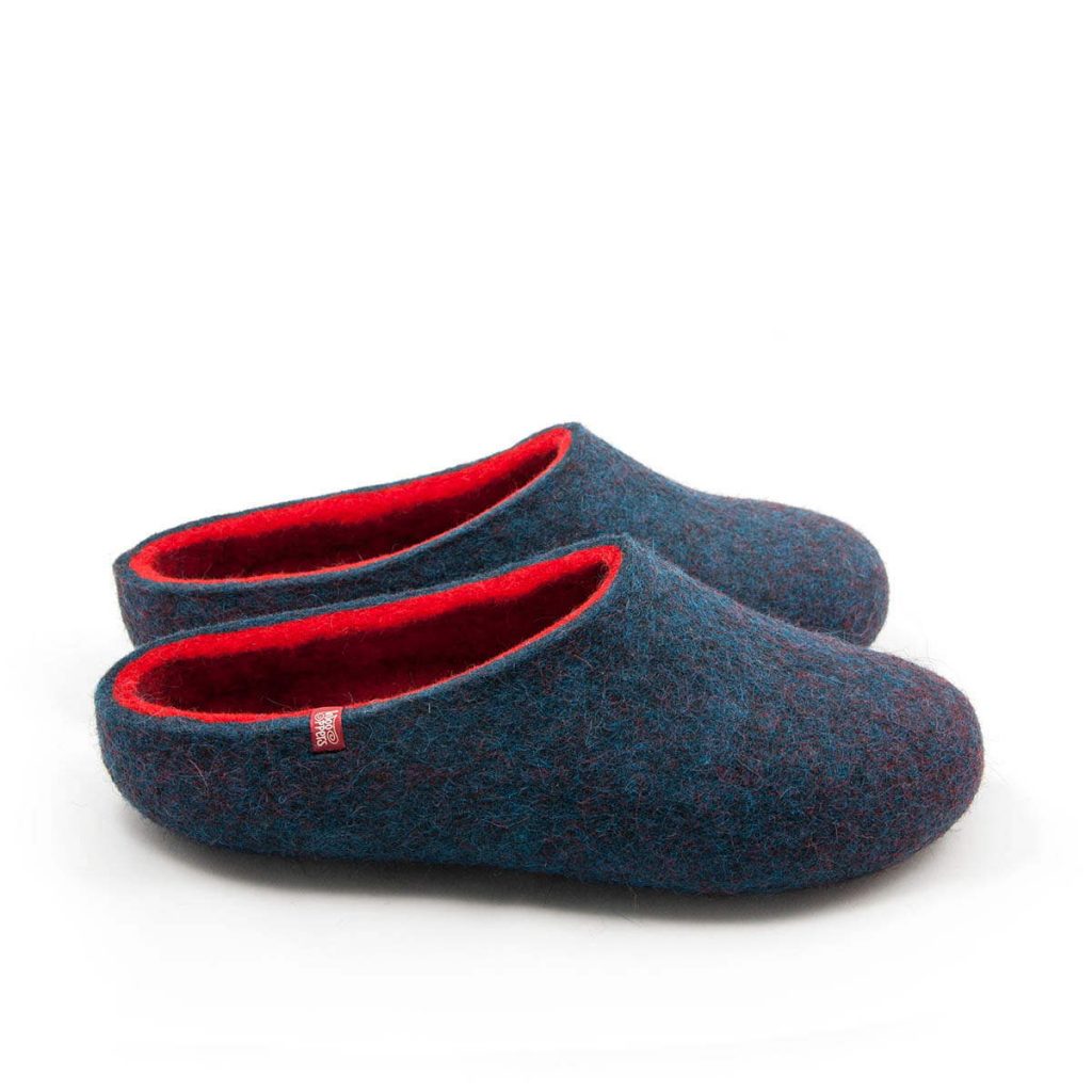 Unisex wool slippers blue and red COLORI by Wooppers_e