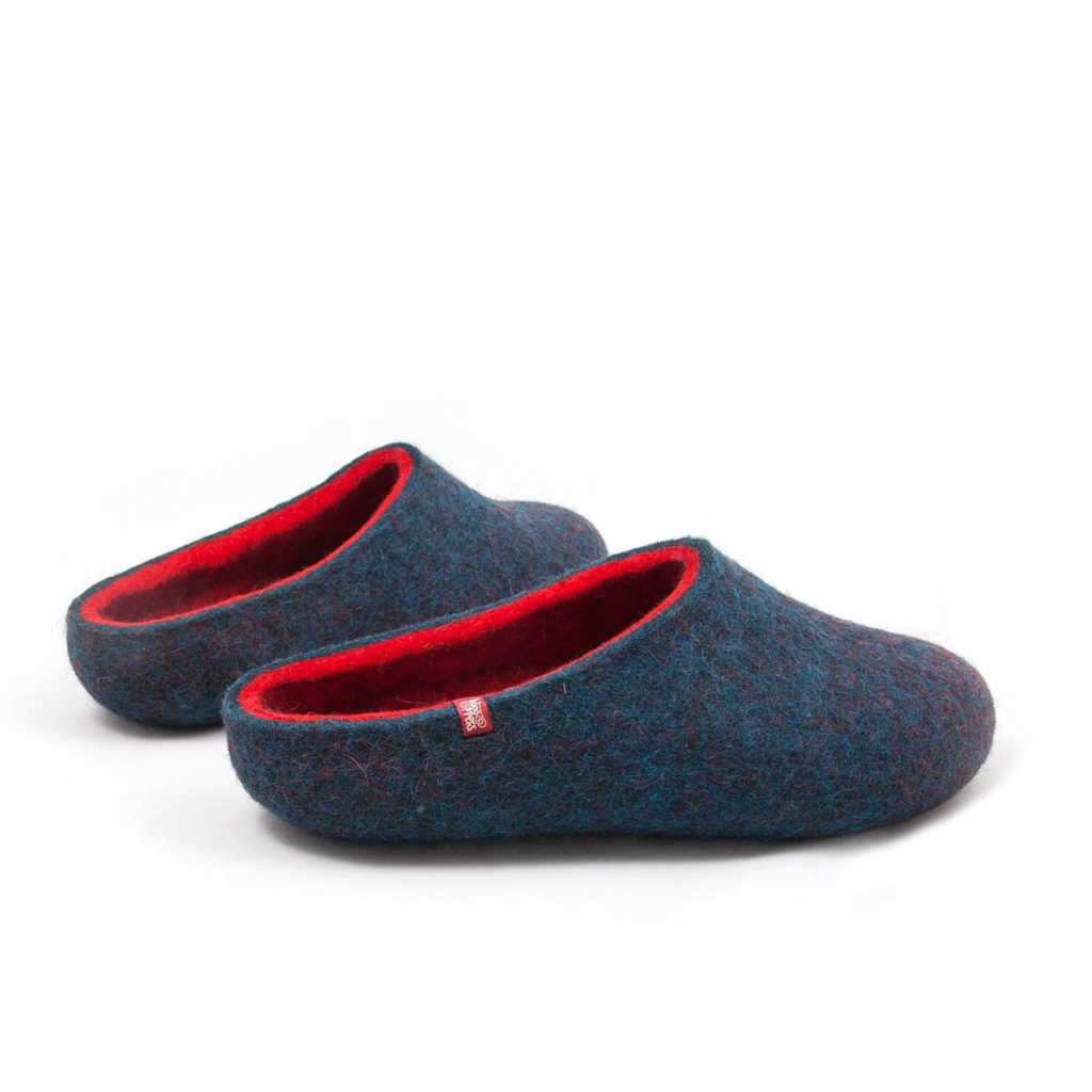 Unisex wool slippers blue and red COLORI by Wooppers_f