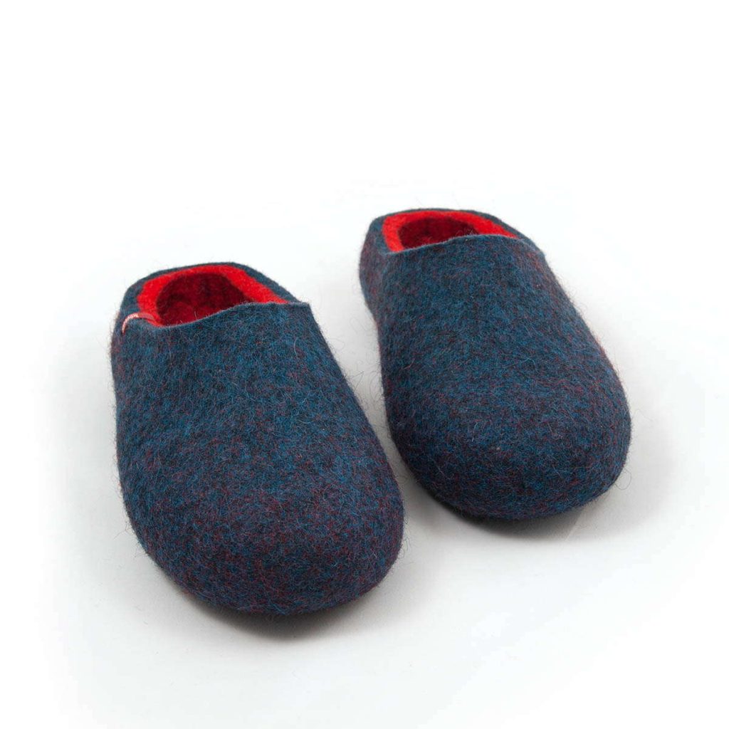 Unisex wool slippers blue and red COLORI by Wooppers_g