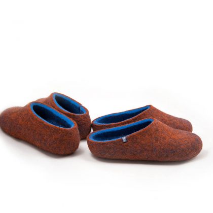 House slippers COLORI in copper and blue made either high or low at the back_high low _a