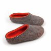 Felt wool slippers COLORI in grey and orange made either high or low at the back_f