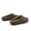 Home slippers COLORI in mauve and lime made either high or low at the back_d
