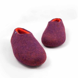 Winter slippers Purple with orange by #wooppers #felted #slippers e