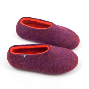 Winter slippers Purple with orange by #wooppers #felted #slippers g