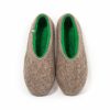 Winter slippers natural grey and green by Wooppers -a