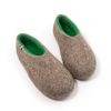 Winter slippers natural grey and green by Wooppers -d