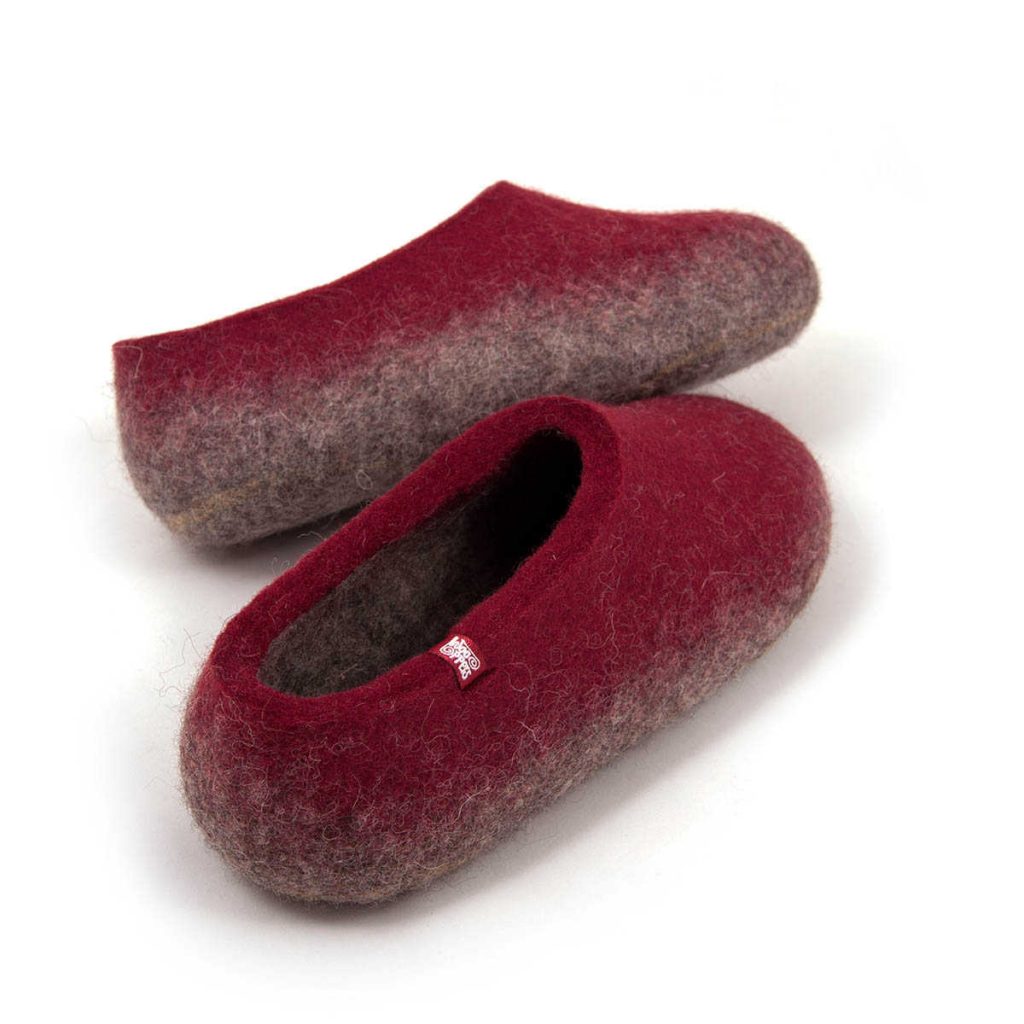 Βυσσινί παντόφλες TOPS ολόμαλλες γυναικείες της Wooppers -4