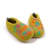 Wool kids slippers, lime with colorful confetti decoration by Wooppers_c