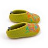 Wool kids slippers, lime with colorful confetti decoration by Wooppers_d