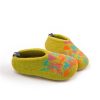 Wool kids slippers, lime with colorful confetti decoration by Wooppers_e