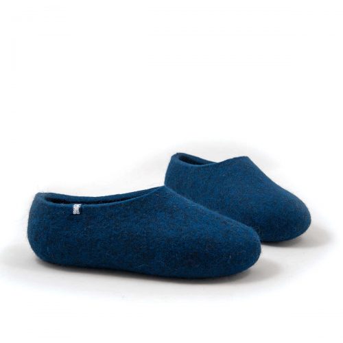 wool slippers in navy blue color, house shoe shape -b