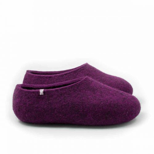 purple house shoes made of wool by Wooppers -b
