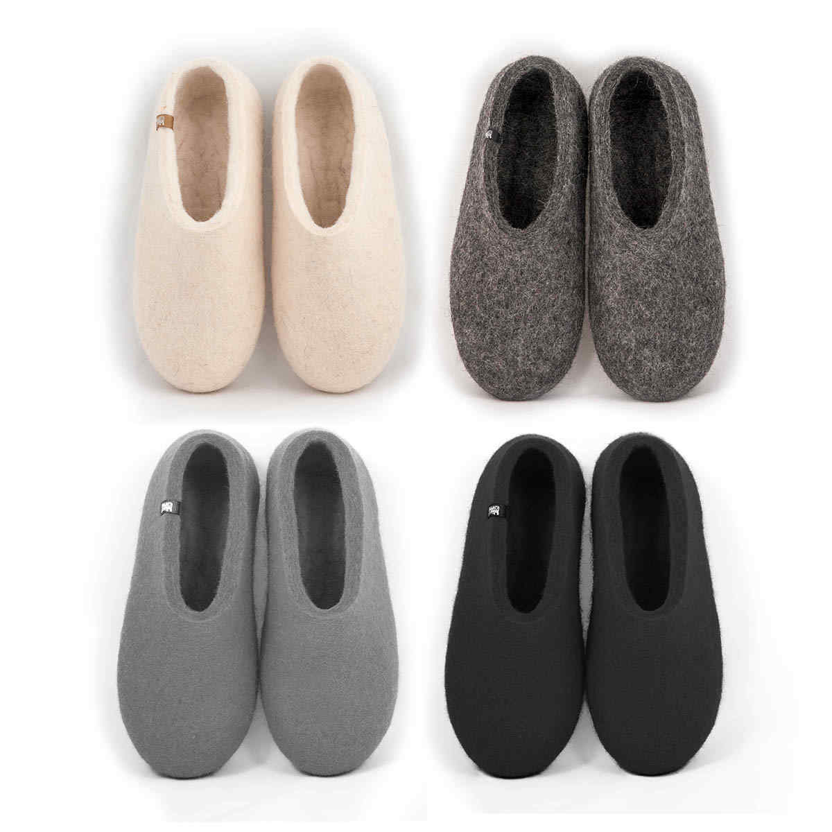 Home, Women's Slippers, BASIC white / grey / black wool slippers BASIC