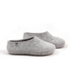 BASIC light mottled gray -d BASIC light mottled gray wool slippers as seen from the side-d