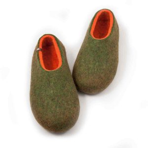 Slippers for home COLORI in green and orange made either high or low at the back_d