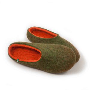 Slippers for home COLORI in green and orange made either high or low at the back_f