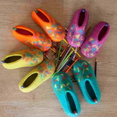 Confetti wool slippers for kids by Wooppers in four colors