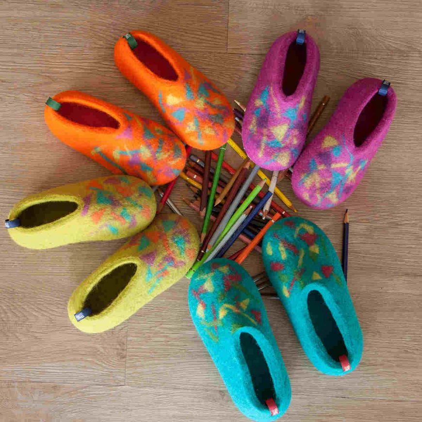Confetti wool slippers for kids by Wooppers in four colors