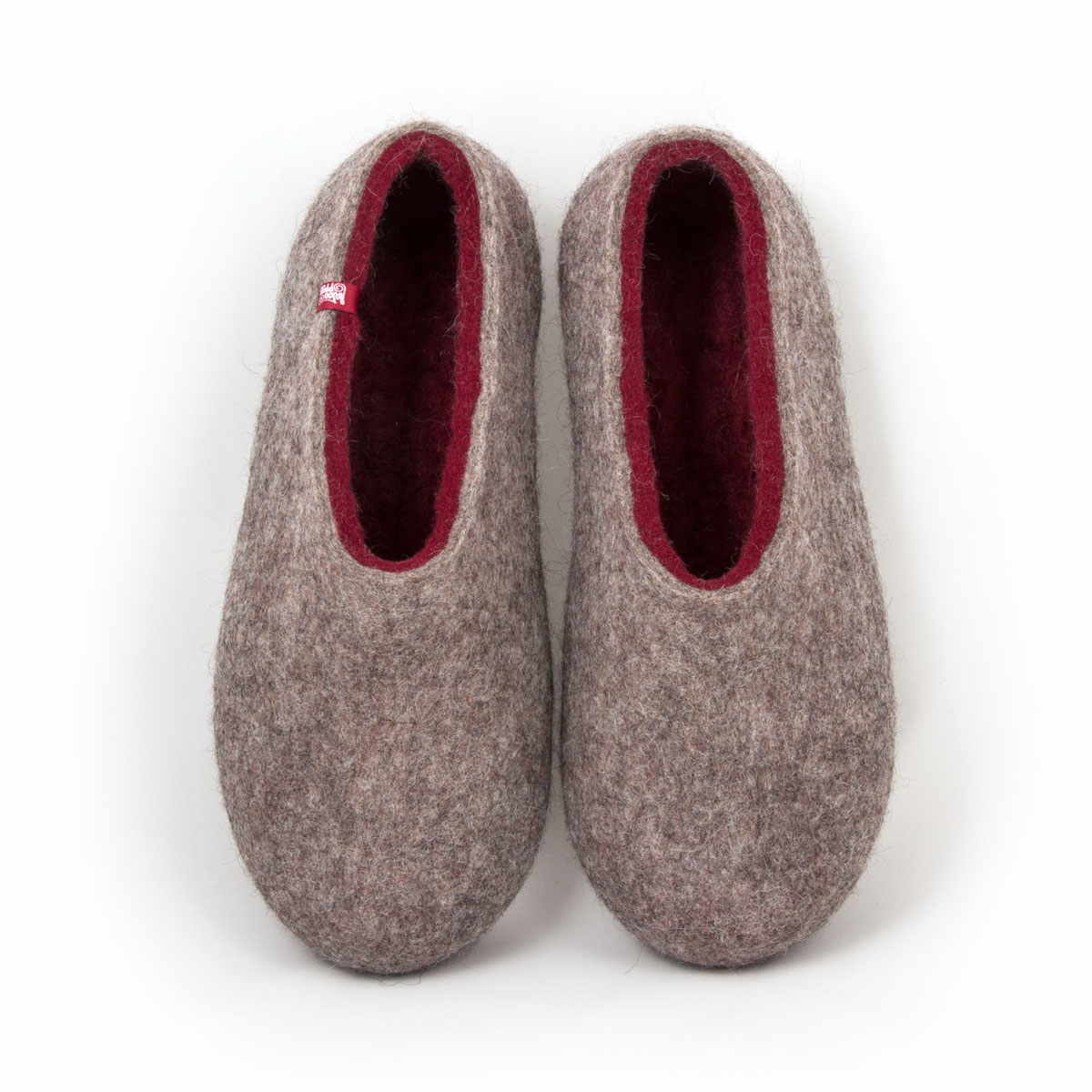 Mens wool slippers DUAL NATURAL dark red