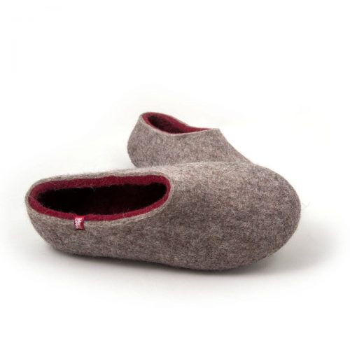 Mens wool slippers DUAL NATURAL dark red __d