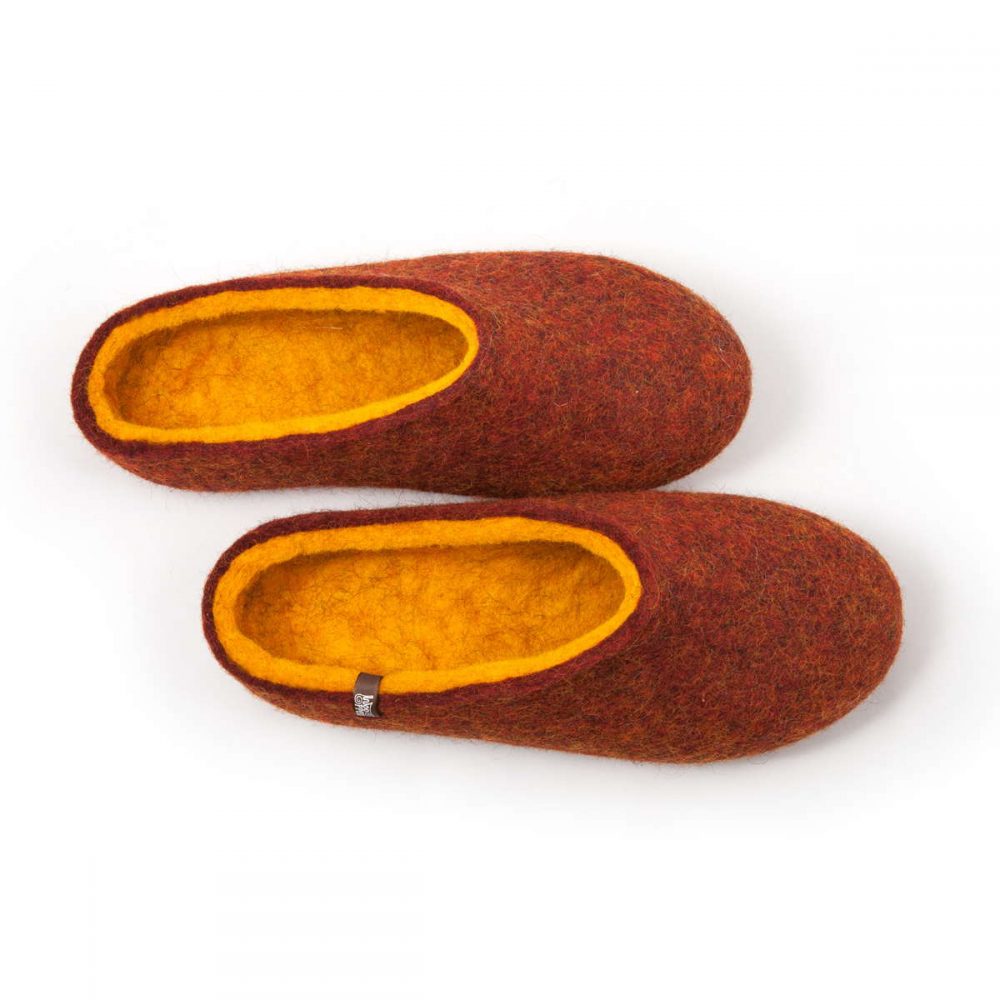 Woolen slippers COLORI red clay yellow by Wooppers -a
