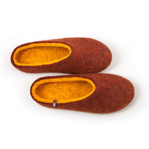 Woolen slippers COLORI red clay yellow by Wooppers -a