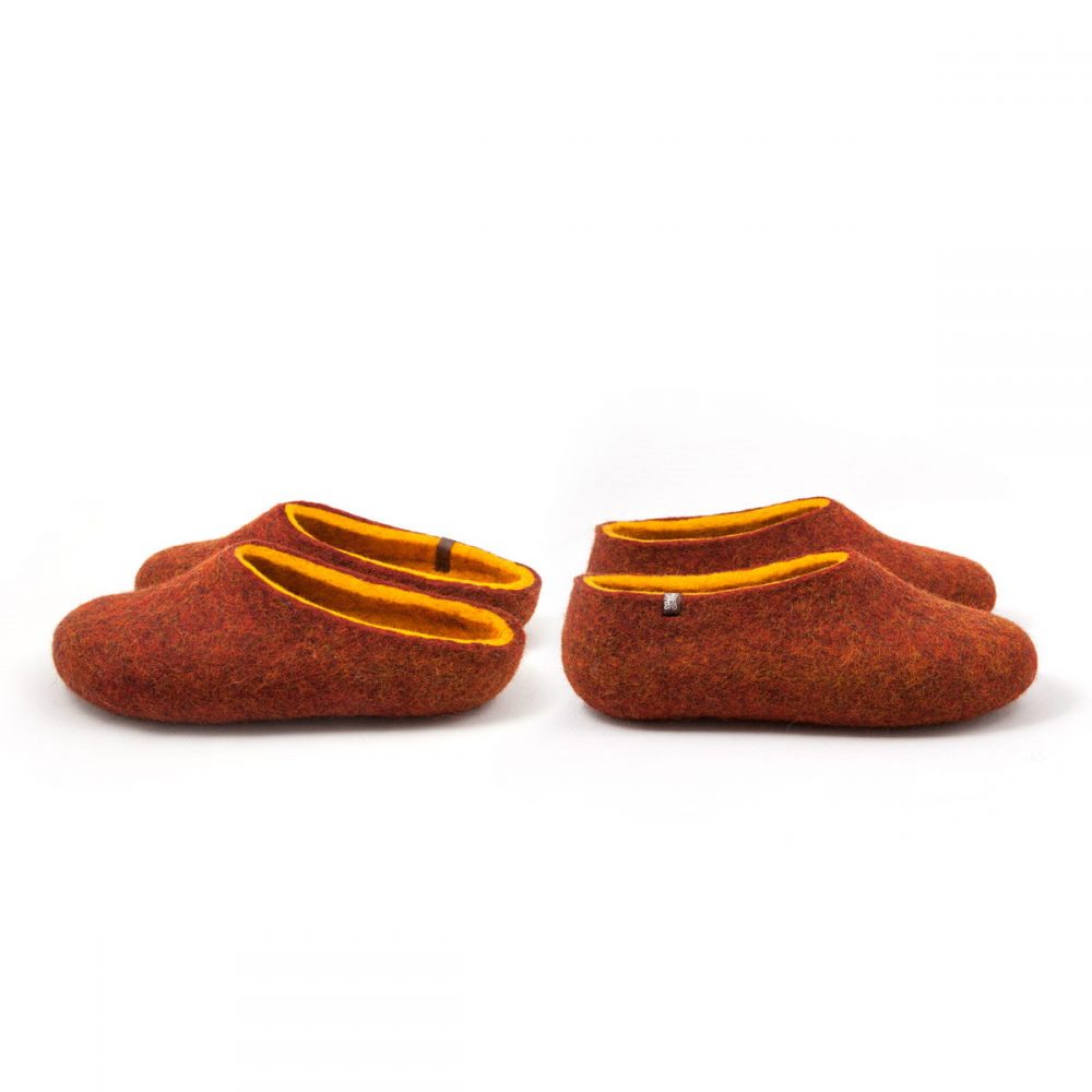 Woolen slippers COLORI red clay yellow by Wooppers -c