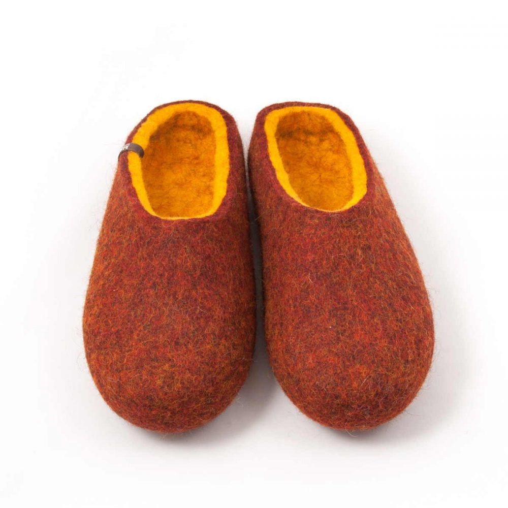Woolen slippers COLORI red clay yellow by Wooppers -h