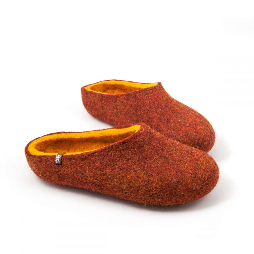 Woolen slippers COLORI red clay yellow by Wooppers -p