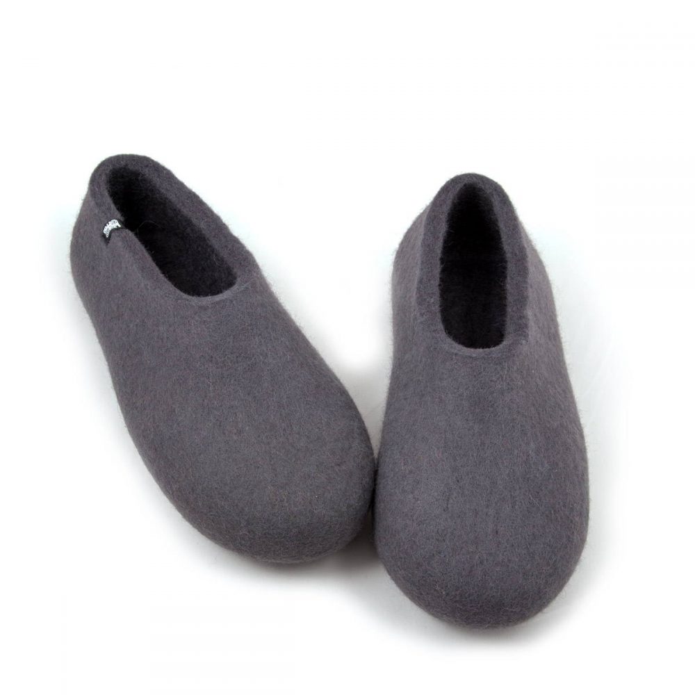 Anthracite grey wool slippers from Wooppers' BASIC collection -h