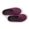 Bedroom slippers in plum and dark grey sheep wool, choose low or high at the back by Wooppers -a