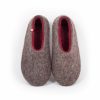 Felt slippers for women in natural wool with crismon, DUAL NATURAL collection by Wooppers -a