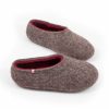 Felt slippers for women in natural wool with crismon, DUAL NATURAL collection by Wooppers -c