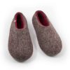 Felt slippers for women in natural wool with crismon, DUAL NATURAL collection by Wooppers -e