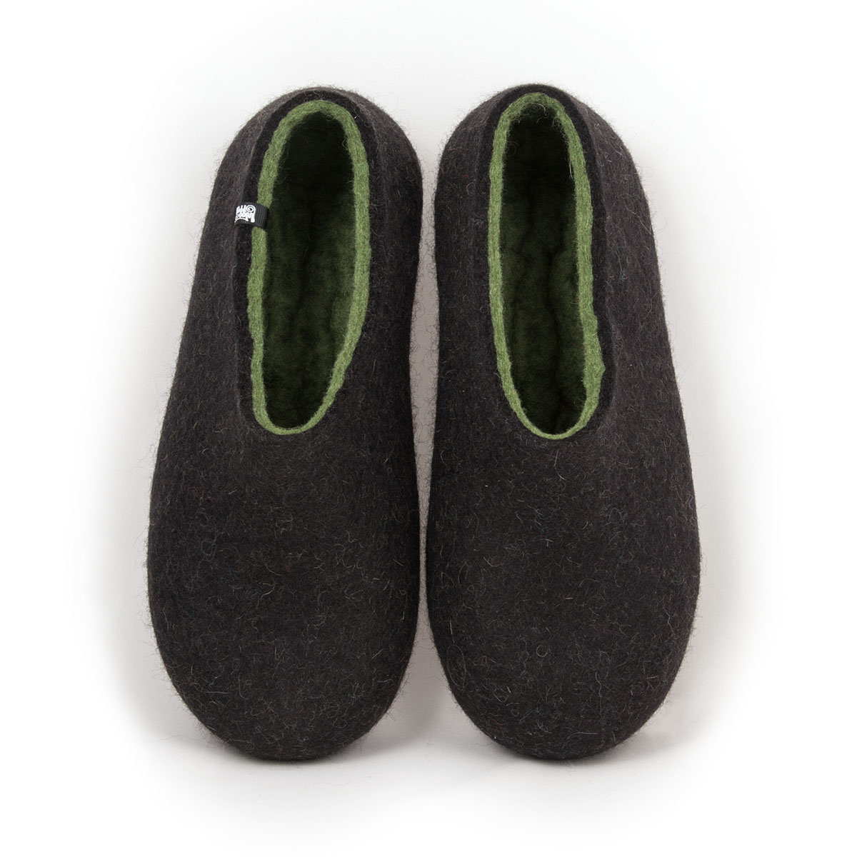 Black mens slippers DUAL BLACK olive green
