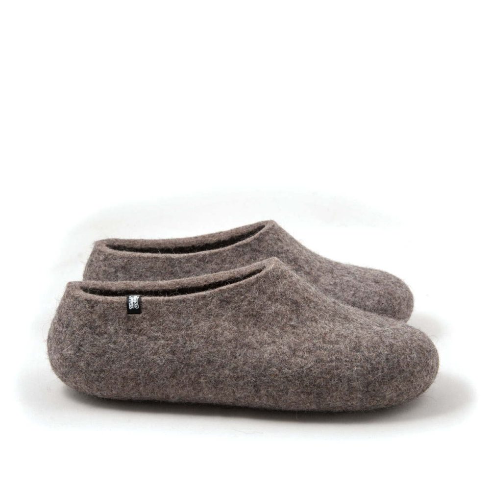detaljeret Mauve Cafe White, grey or black wool slippers / BASIC collection by Wooppers