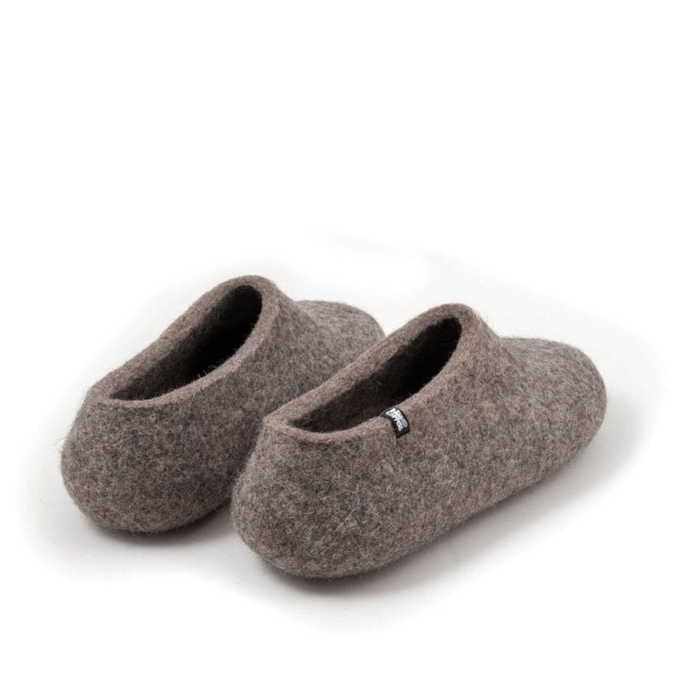 Ladies  Women Woolen Felt Slippers Mules Warm Real Wool Grey Shoes Footwear 