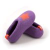 Lilac kids slippers with an orange decorative star by Wooppers. One shoe is pictured on top of the other.